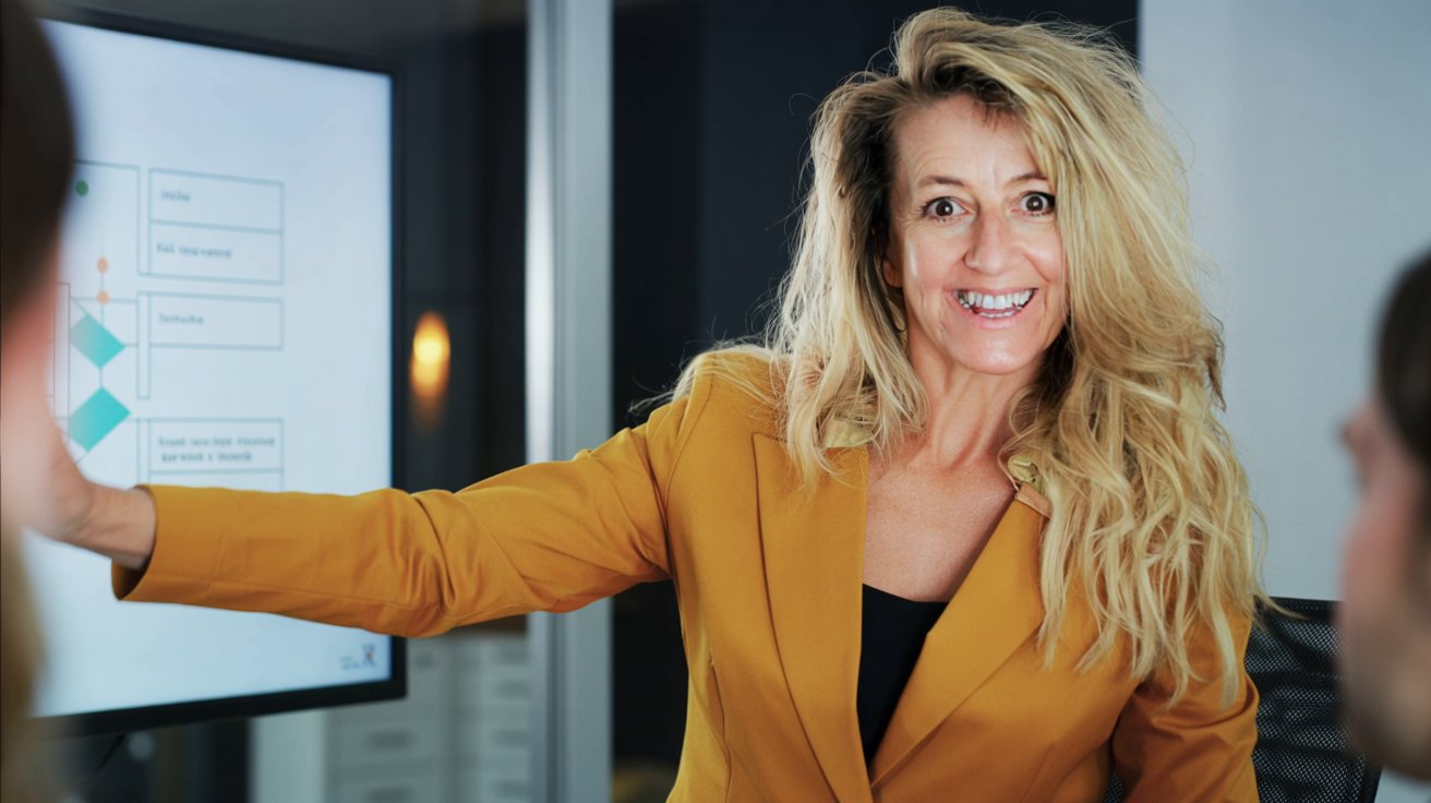 Carmen Cornelia Haselwanter präsentiert vor einem Team